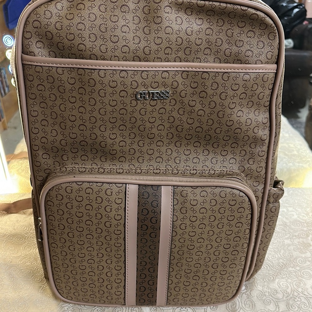 Guess Brown Patterned Backpack diaper bag
